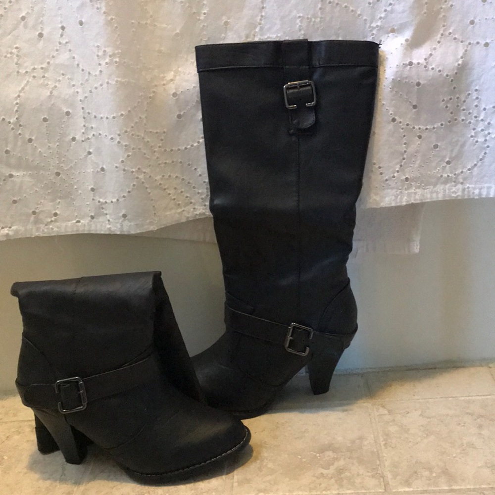 Rampage knee high black heeled boots